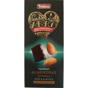 Шоколад Торрас Б/Ц Zero 150г Чор Мигдаль 14959 фото