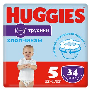 Трусики HUGGIES 5 д/хлоп 12-17кг 34шт 97340 фото