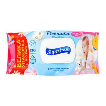 Серв вологі SUPERFRESH Ромашка 9*120шт 11102 фото