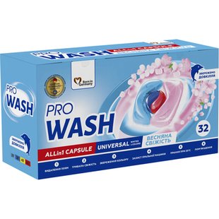 Капсули д/прання PRO WASH Весняна Свіжість 32шт 99638 фото