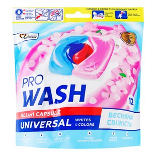 Капсули д/прання PRO WASH Весняна свіжість 12шт 97524 фото