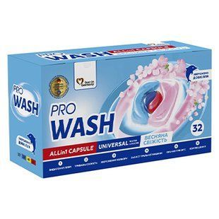 Капсули д/прання PRO WASH Весняна Свіжість 32шт 99638 фото