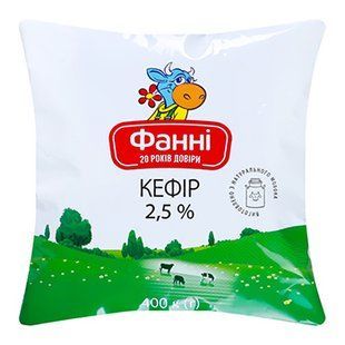 Кефір Фанні 2.5% Плівка 400г 23816 фото