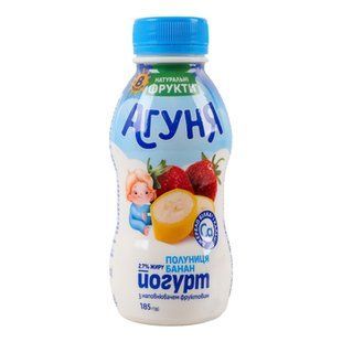 Йогурт Агуня Полуниця\Банан (8міс)2.7% пет 185г 25129 фото