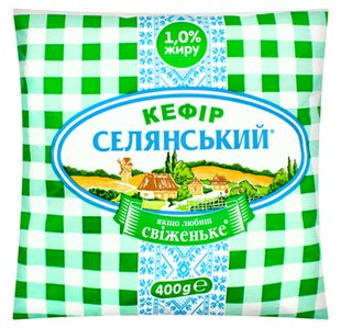 Кефир Селянський П/Е 1% 20*400г 35593 фото