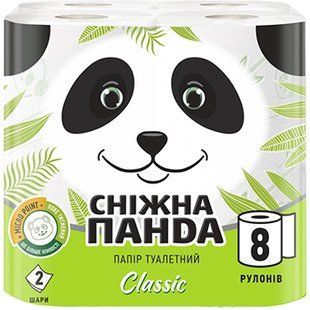 Туалетний папір СНІЖНА ПАНДА Класік 2шари 8шт 97817 фото