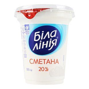 Сметана Біла Лінія 20% 300г Стакан 23828 фото
