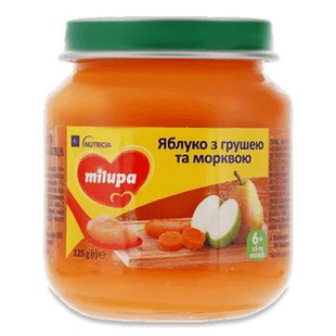 418 MILUPA ПЮРЕ ЯБЛ ГРУШ МОРКВА ВІД 6міс 125г 97112 фото